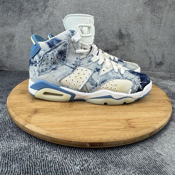 Nike Air Jordan 6 Retro Shoes Youth Size 4Y Washed Denim Patchwork DM9045-100 - Picture 1 of 10